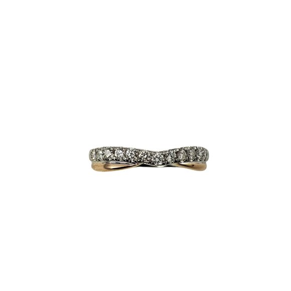 Vintage 14 Karat White/Yellow Gold Diamond Band Ring Size 6.25 #10149 - Picture 1 of 8